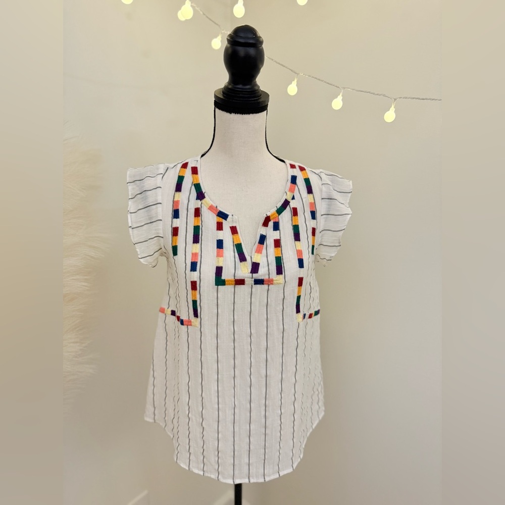 🌾 THML White Ruffled Sleeveless Blouse